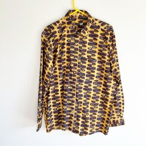 NWT Woodin Article Code Brown Patterned Long Sleeve Button Up Top Extra Large